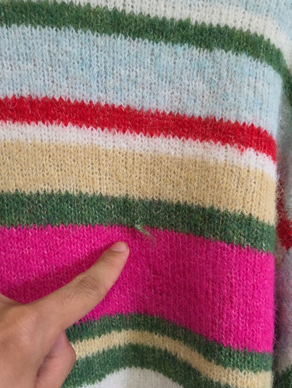 GAP Multicolor Striped Crewneck Sweater Pink Green Cozy Preppy Knit - Picture 10 of 12